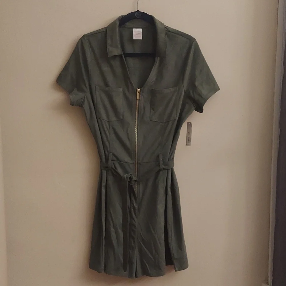 NEW NO BOUNDARIES Junior Khaki Green Utility Romper XXL - Picture 5 of 13